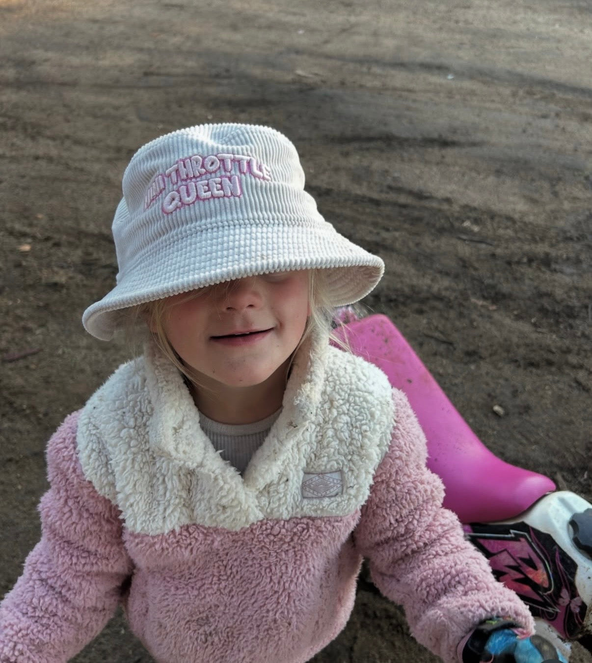 Mini Throttle Queen Corduroy Bucket Hat - Bone